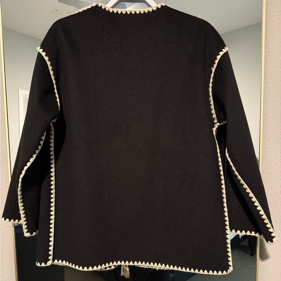 Commense: Contrast trim jacket with scarf - Picture 4 of 11